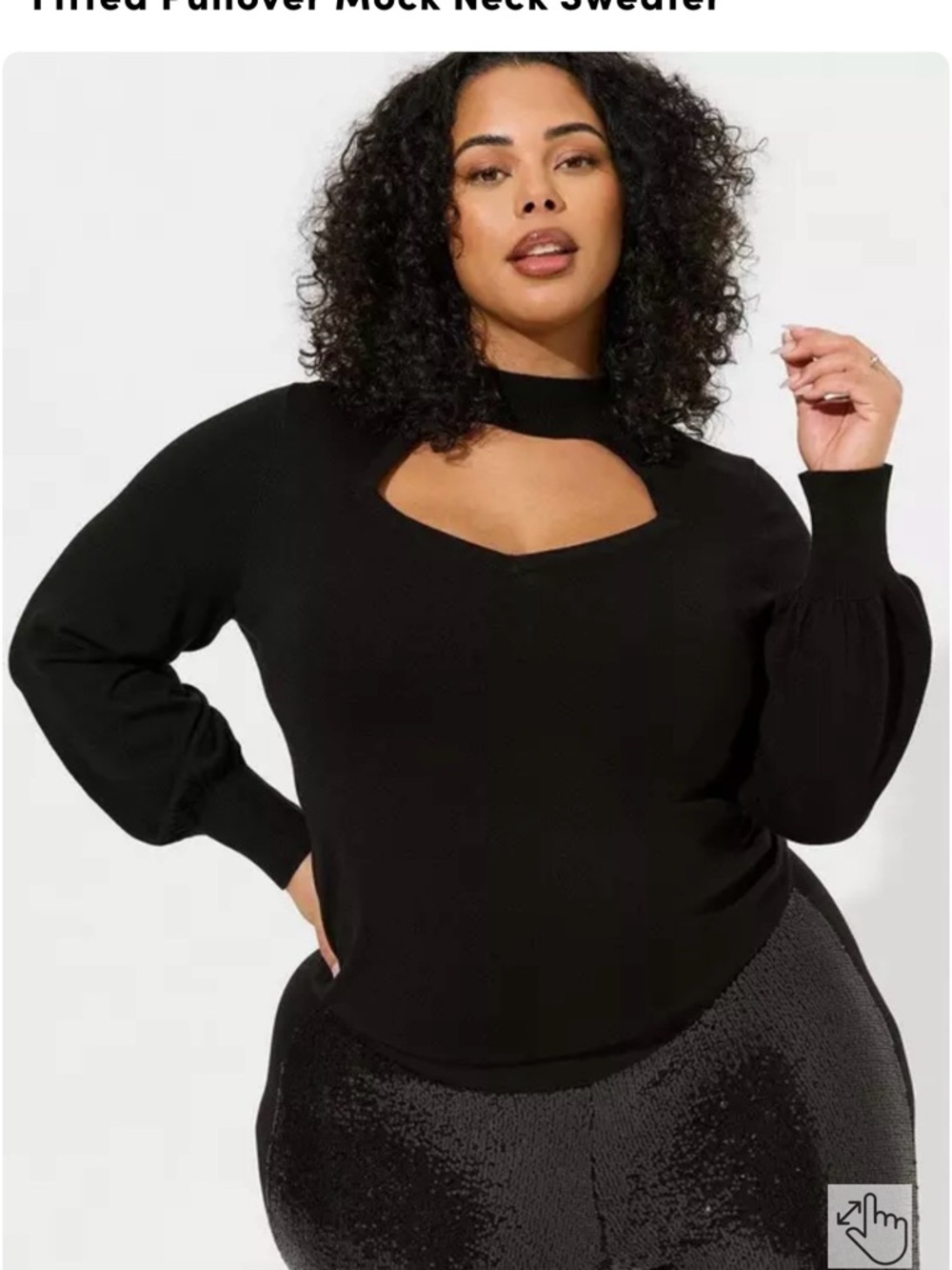 Torrid Black Mock Neck Cutout Sweater Top size 4